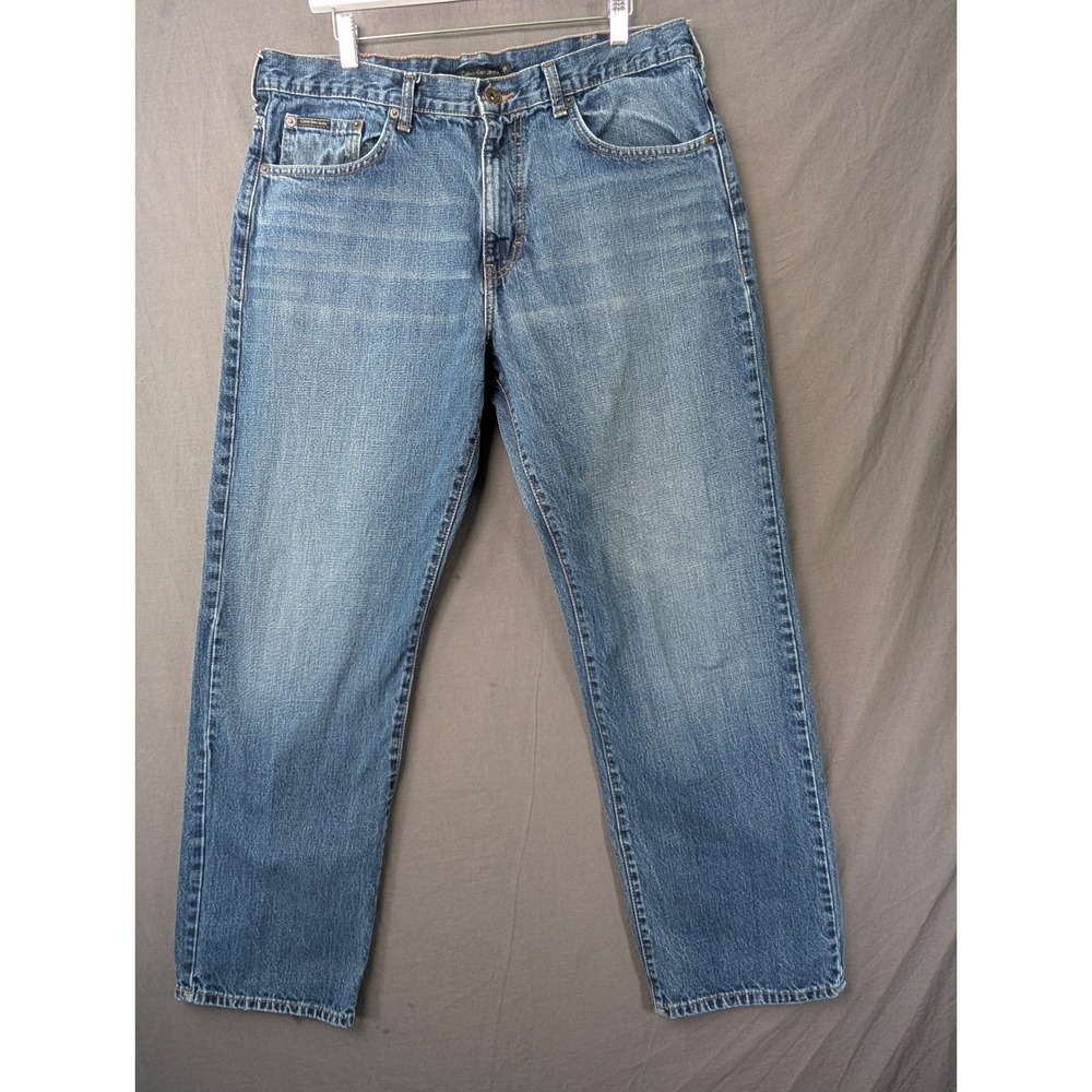 Calvin Klein Jeans Mens 36 Relaxed Straight Easy Fit Blue Denim Jeans